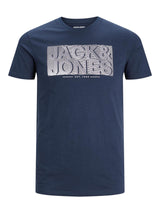 Jack & Jones Plus Men's JJ Peter (12245498) Cotton Short Sleeve Crew Neck Tee in Black & Navy, 1XL to 6XL