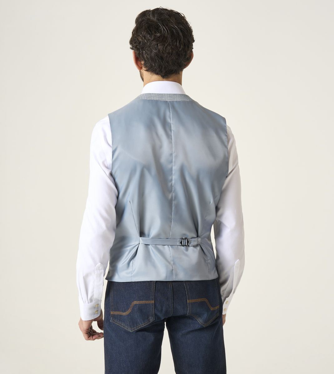 Skopes Aspen Waistcoat For Men in Blue Check Puppytooth, 34R-62R