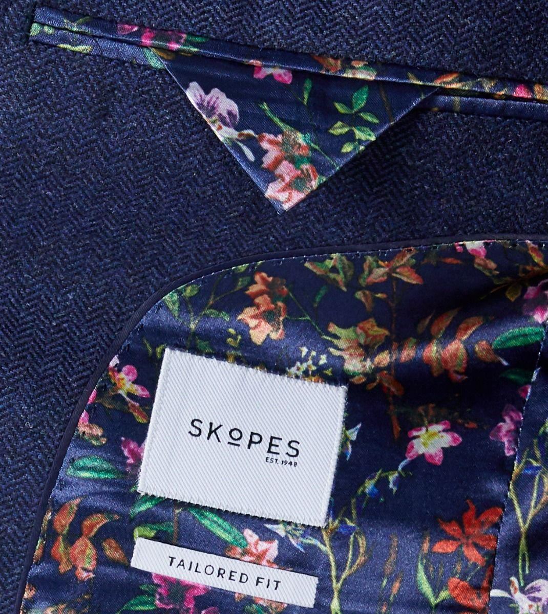 Skopes Tailored Fit  Herringbone Suit Jacket in Navy Size 34 to 62