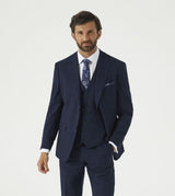 Skopes Hewes Suit Tailored Fit Jacket For Men in Navy Blue Self Check, 36S to 62L