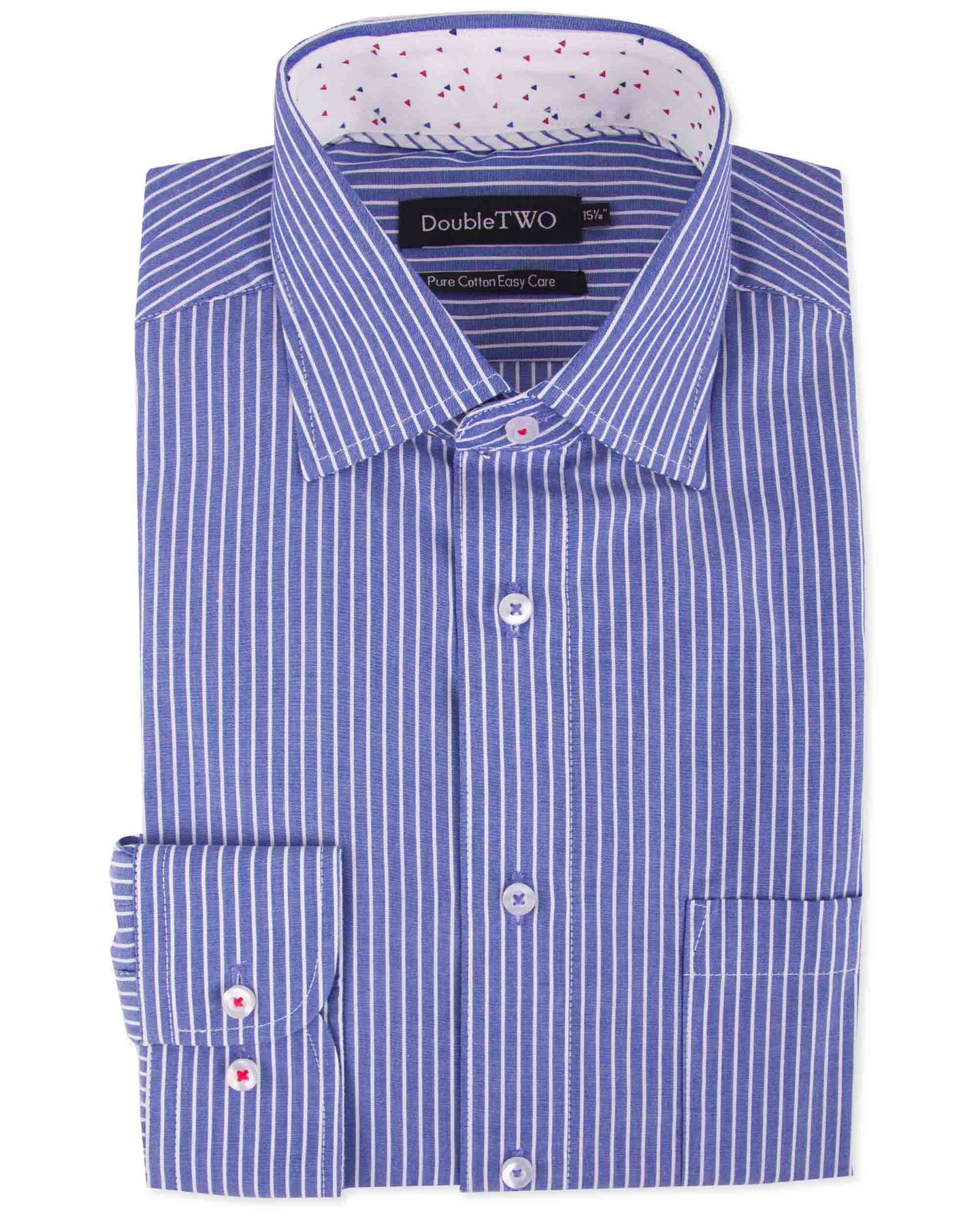 Double Two Mens Big Size Pure Cotton Easy Care LS Formal Shirts (SAW19)