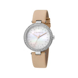 Esprit Women's Beige Leather Watch, White Mother Of Pearls | Es1l094m0055