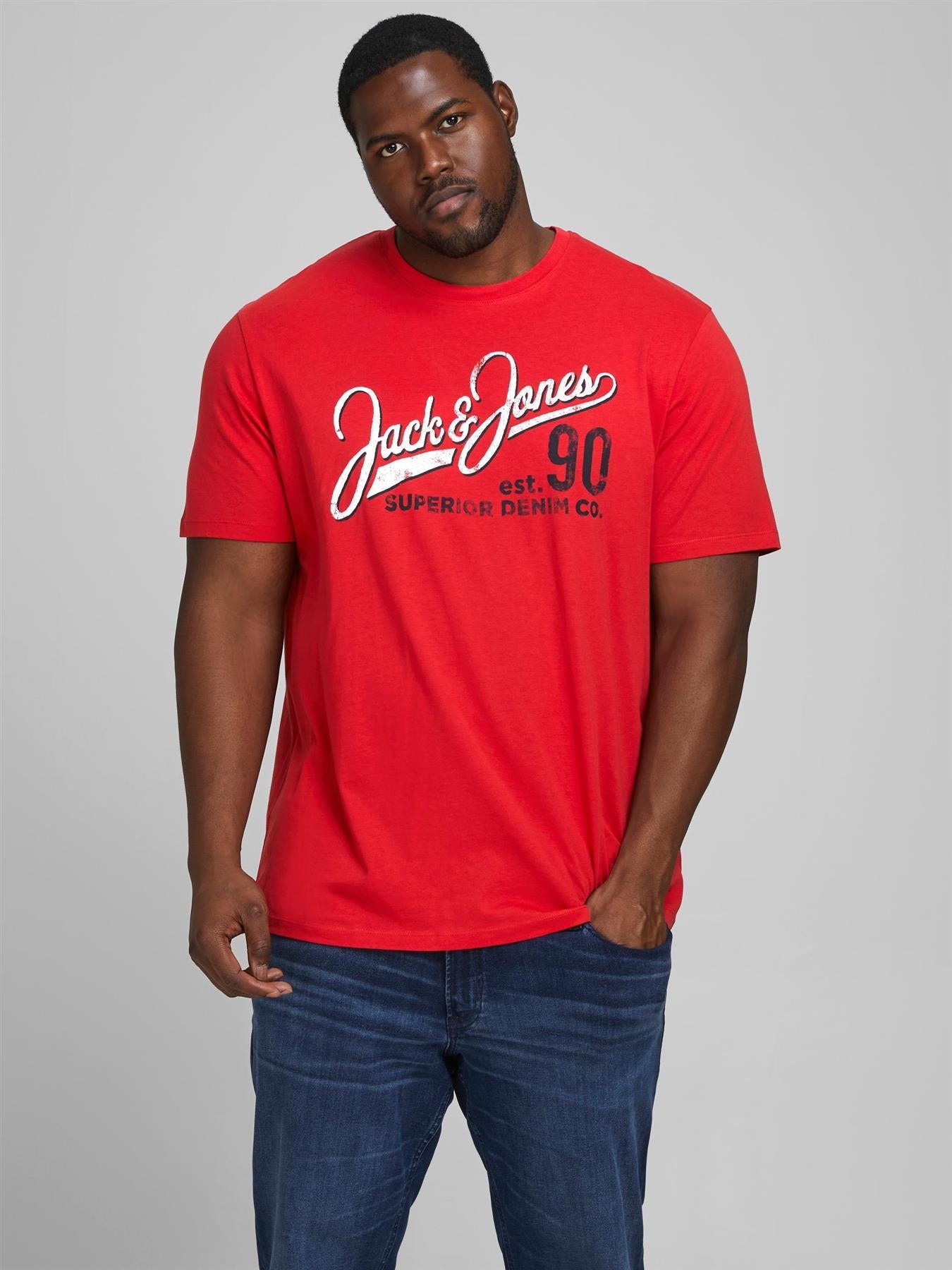 Jack & Jones Mens Plus Logo Printed Tee