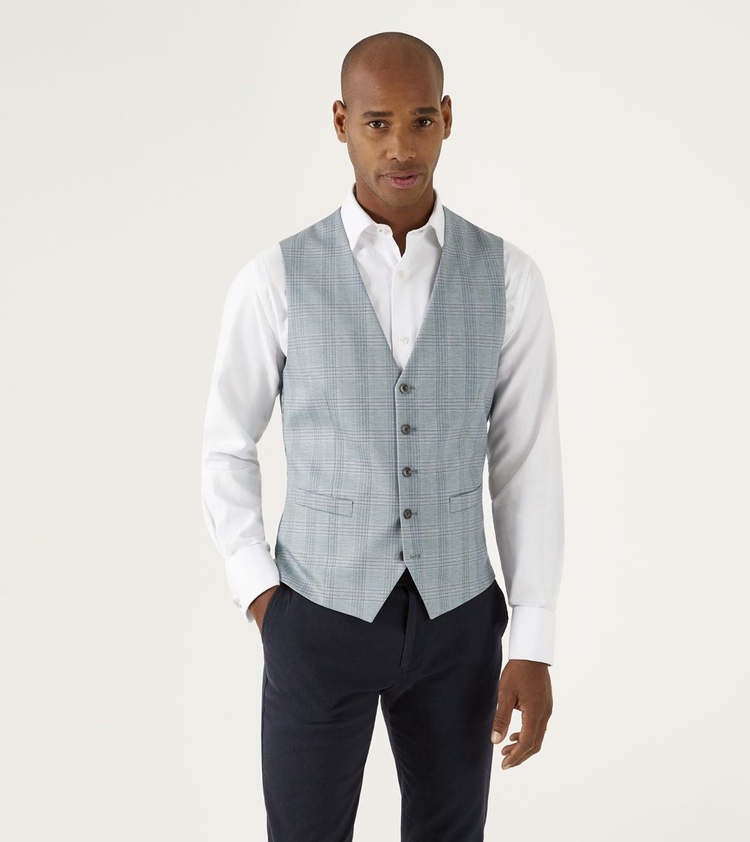 Skopes Montalvo Waistcoat For Men's in Light Green Check, 34R to 52R