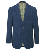 Skopes Tailored Fit Orville Suit Jacket For Men in Blue Self Check, 36S-62L