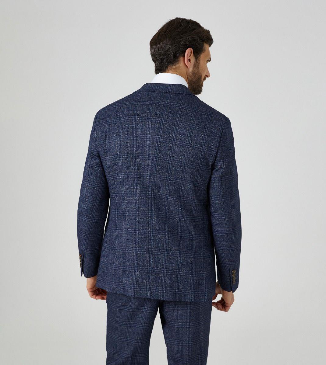 Skopes Men's Plus Size Sports Jacket Tal Woolf Check In Navy (MM30029) Size 54" To 62"