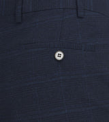 Skopes Hewes Suit Tailored Fit Trousers For Men in Navy Blue Self Check, 30W to 58W