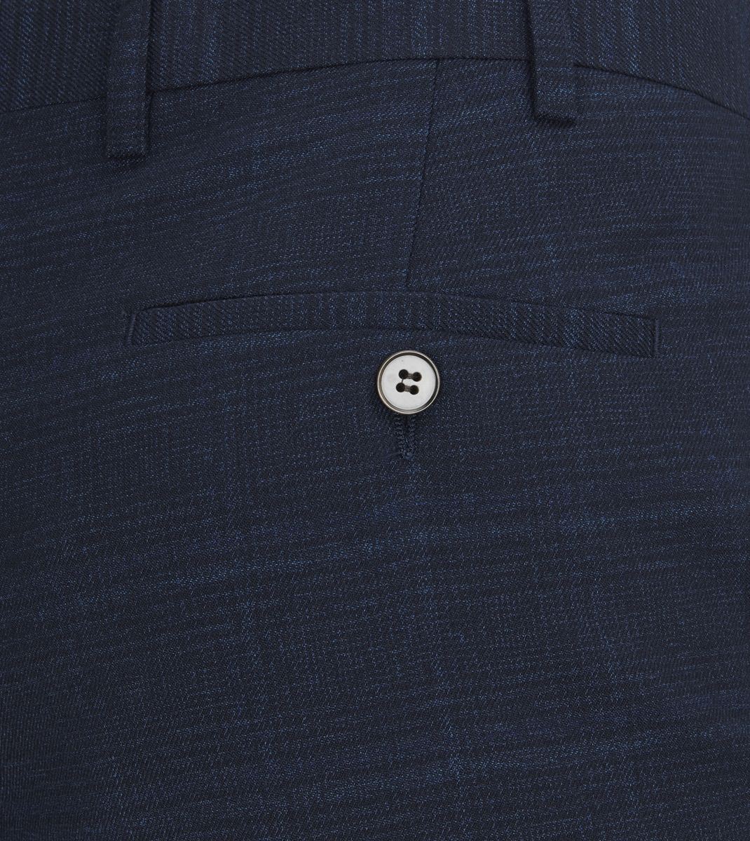 Skopes Hewes Suit Tailored Fit Trousers For Men in Navy Blue Self Check, 30W to 58W