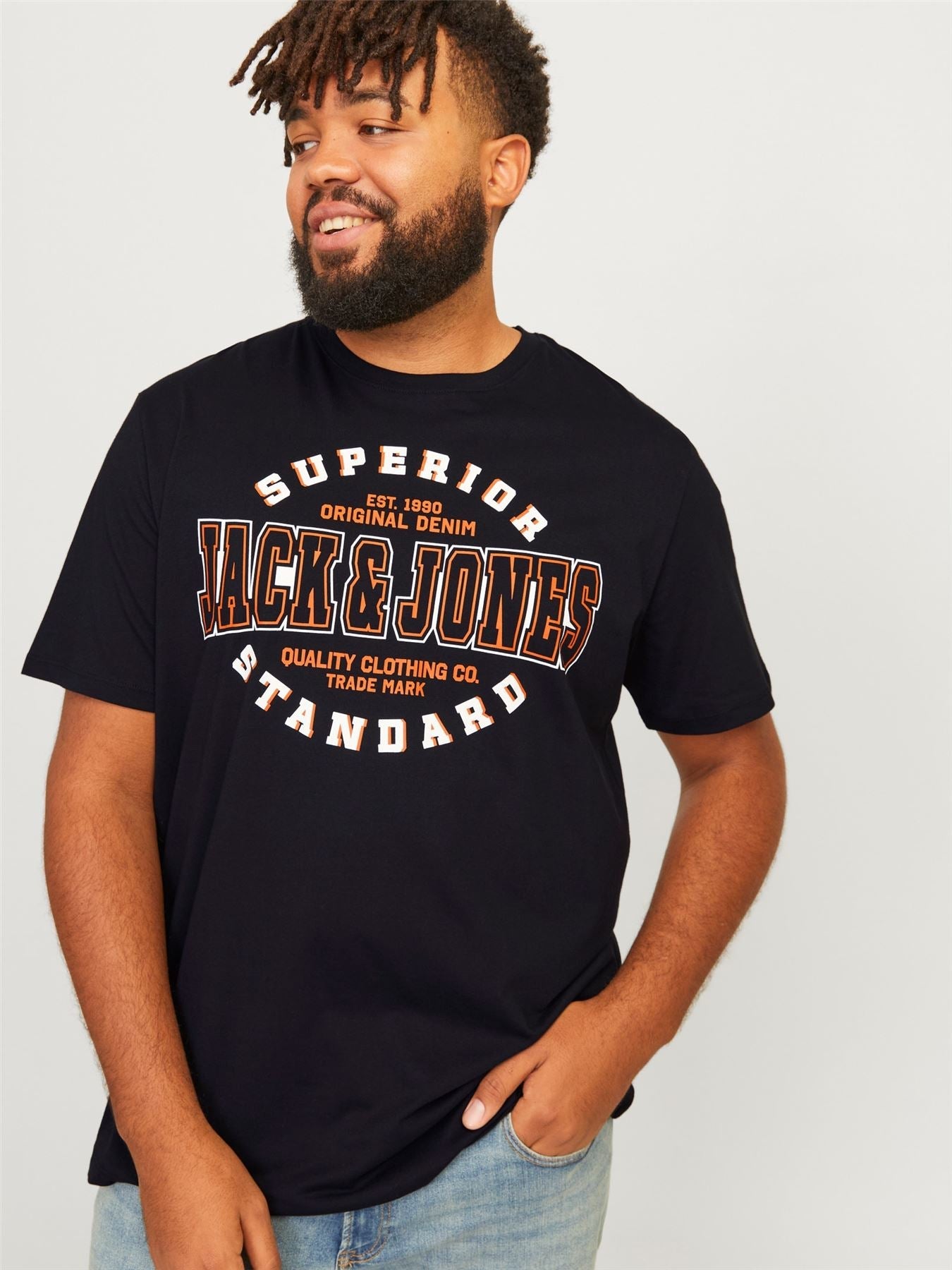 JACK & JONES Plus Size Short Sleeve Brand Logo T-Shirt for Men in 2 Colours, 2XL-6XL