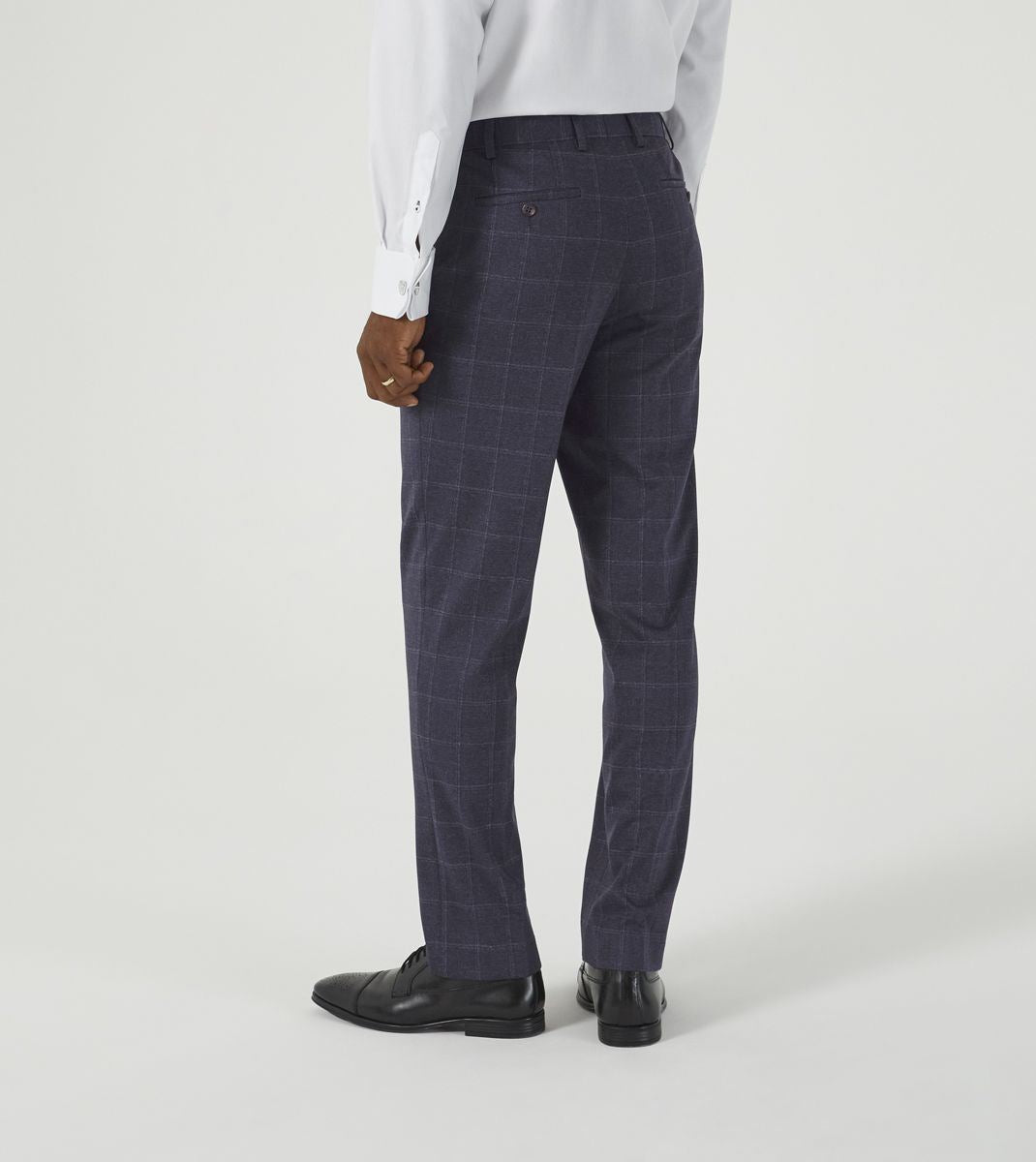 Skopes Thoresby Ultimate Comfort Suit Tailored Trousers For Men in Navy Blue/Grey Check, 30W to 58W