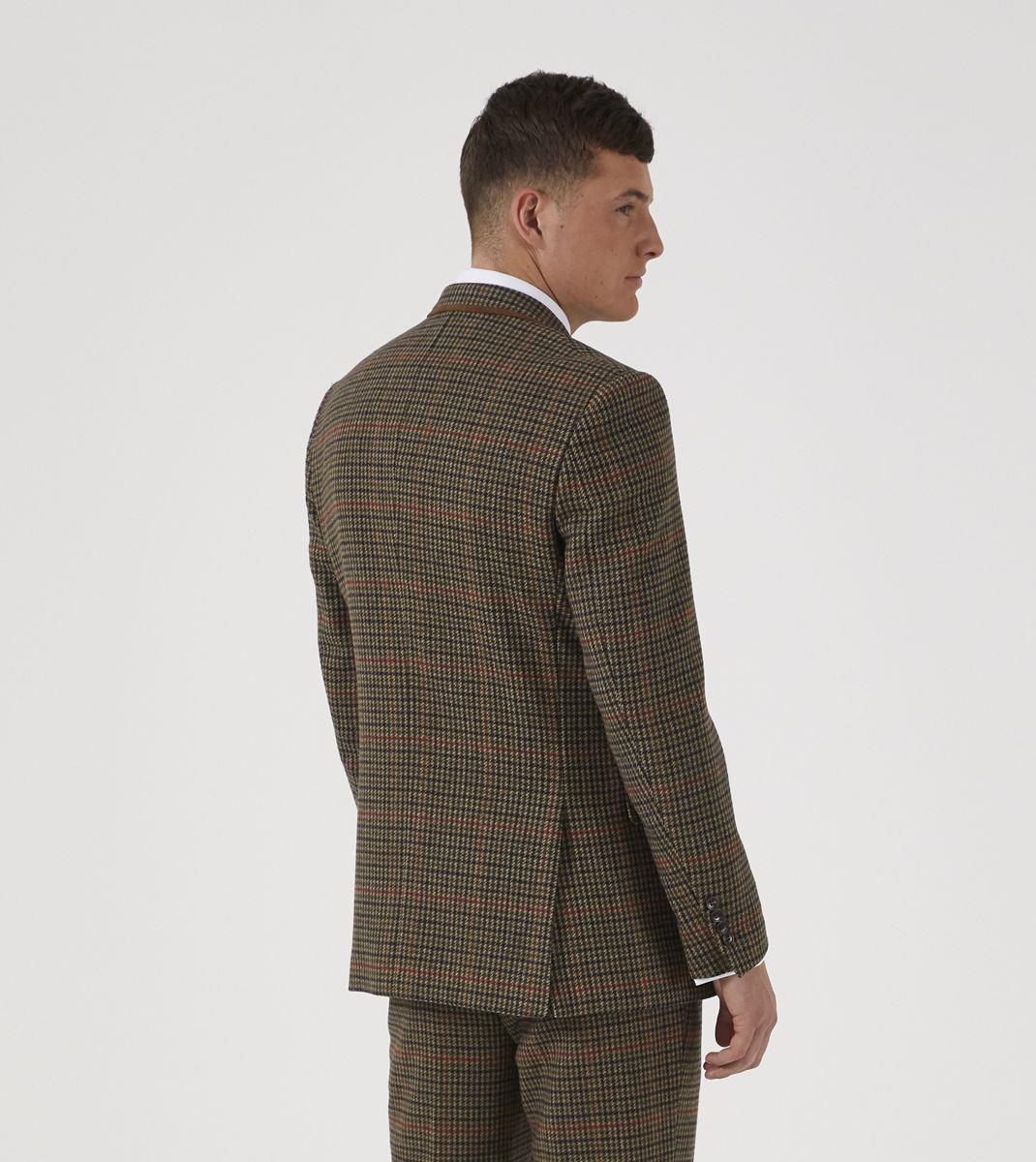 Skopes Tailored Fit Suit Jacket Whitaker in Lovat and Red Dogtooth
