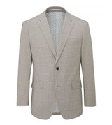 Skopes Tailored Fit Charlie Suit Jacket For Men in Stone Beige Check, 36S-62L