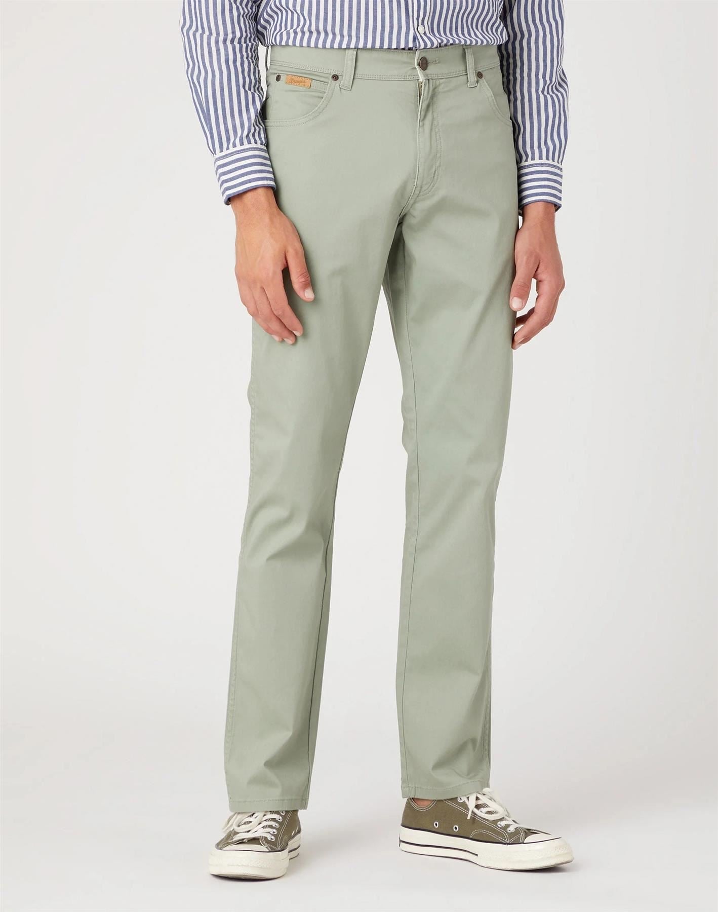 Wrangler Texas Slim Chino in Sea Grass Colour Waist Size 34 to 46