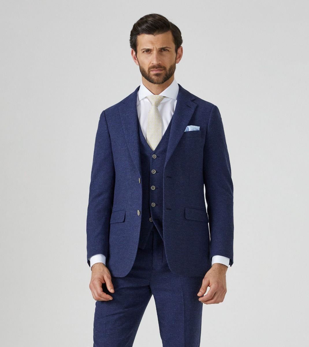 Skopes Tailored Fit  Herringbone Suit Jacket in Navy Size 34 to 62