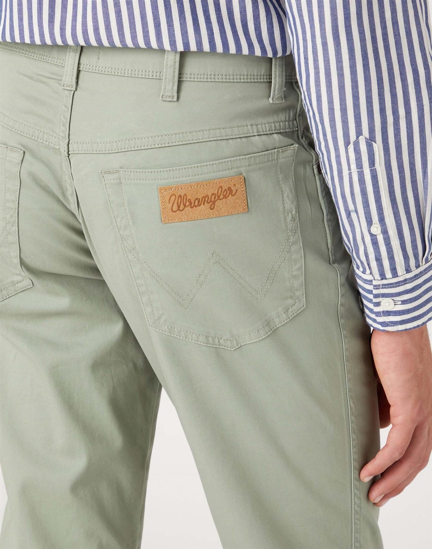 Wrangler Texas Slim Chino in Sea Grass Colour Waist Size 34 to 46