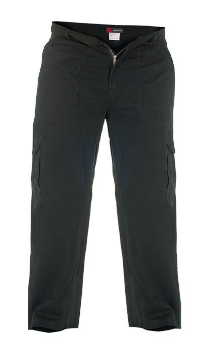 Duke London Mens Big Size Relaxed Fit Pure Cotton Cargo/Combat Trousers in Black