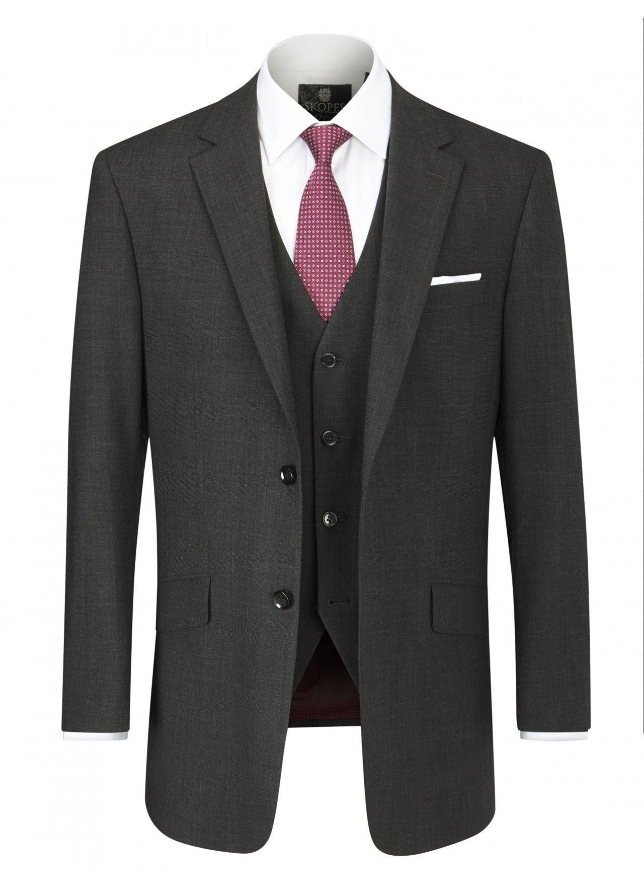 SKOPES Wool Blend Darwin Charcoal Suit Jacket in Size 34 To 62, S/R/L