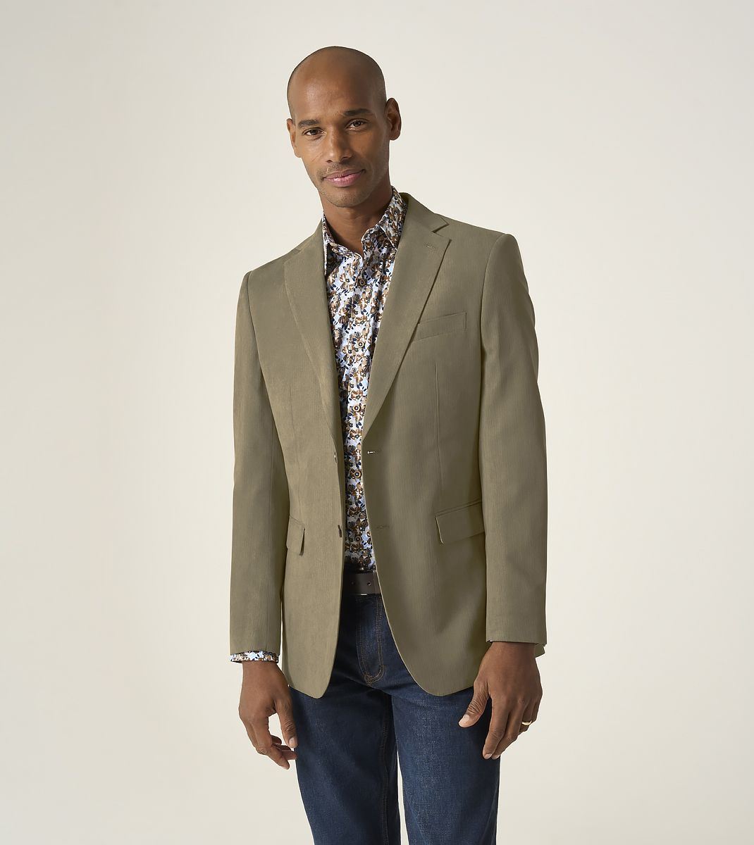 Skopes Tailored Fit Padua Jacket For Men in Sand Beige Herringbone, 36S-62L