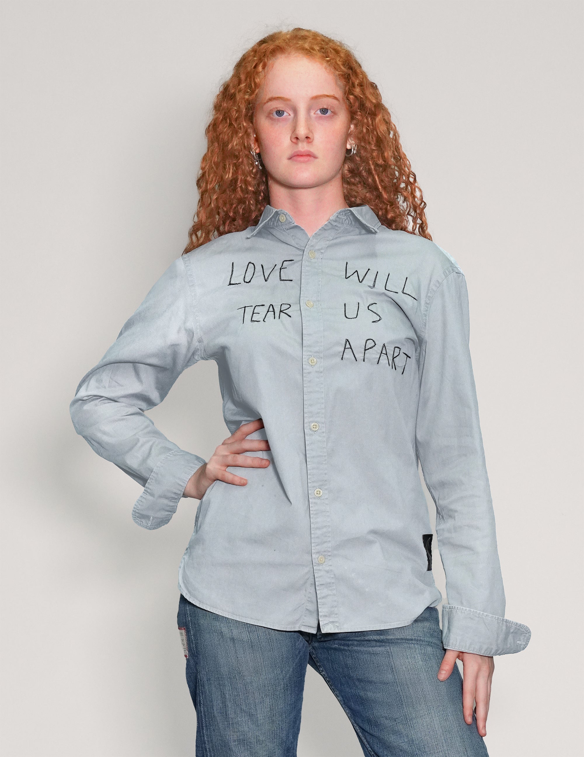 'Love Will Tear Us Apart' Light Blue Shirt