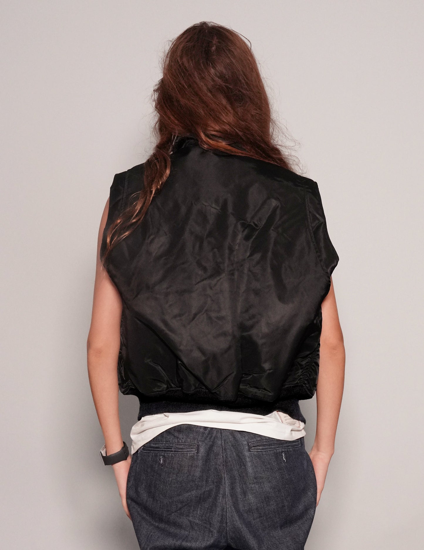 MA-2 Light Weight Collared Bomber Gilet in Black
