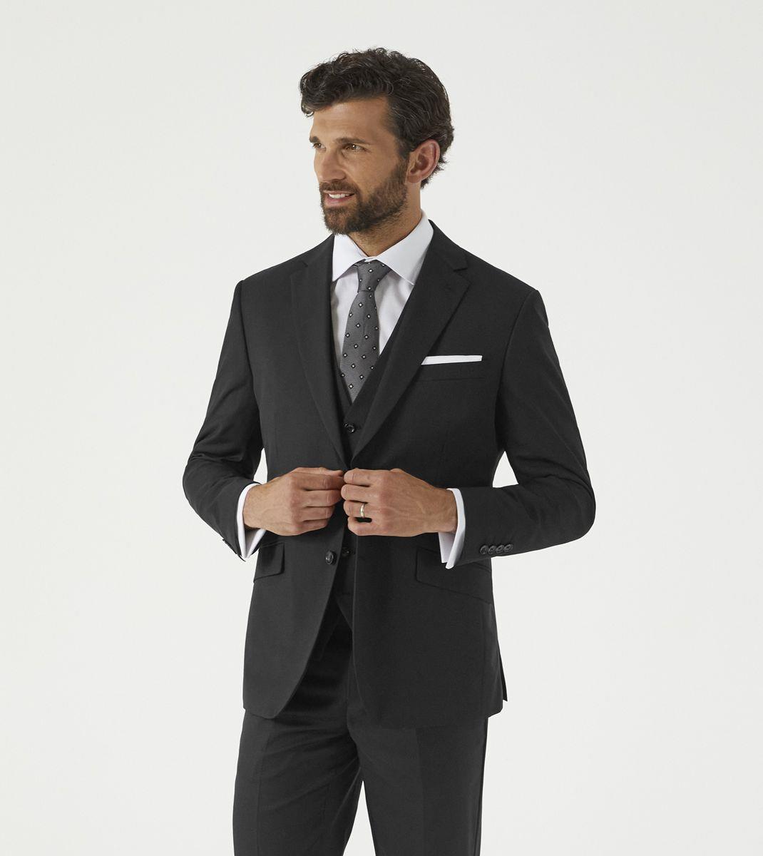 Skopes Farnham Suit Tailored Fit Jacket For Men in Black, 36S to 62L