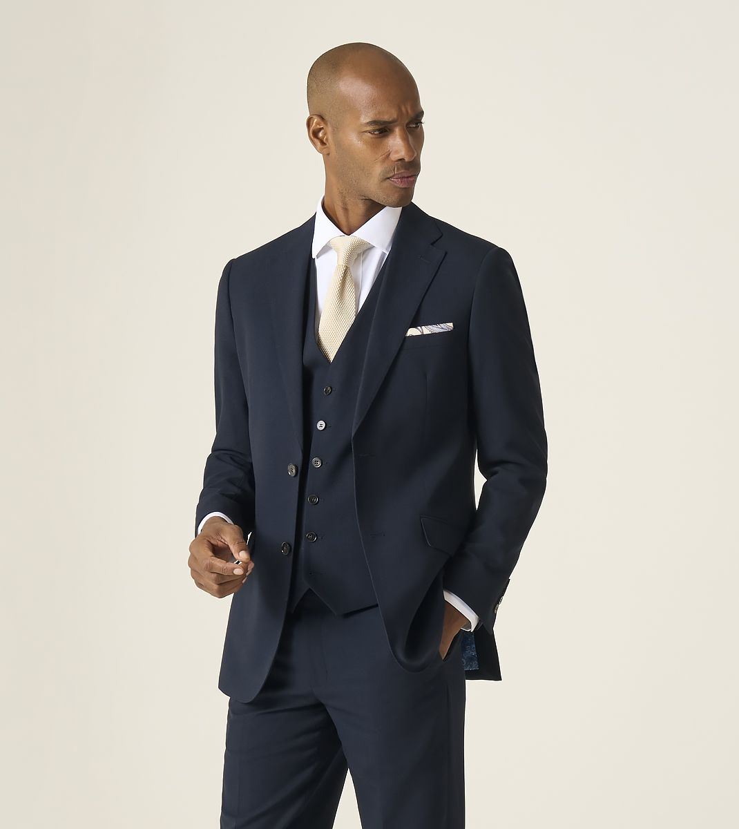 Skopes Slim Fit Harcourt Suit Jacket For Men in Navy Ink Tweed Effect, 34S-52L