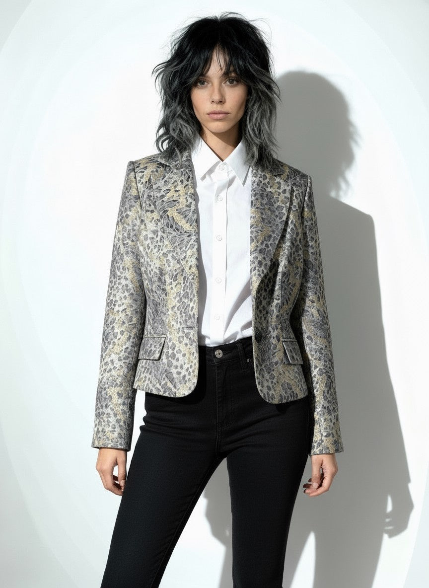 Original Vintage 1980's Angel Nina Leopard Print Blazer / Jacket UK 8 - 10