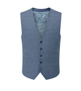 Skopes Anthony Suit Waistcoat For Men in Blue Check, 36R-62R