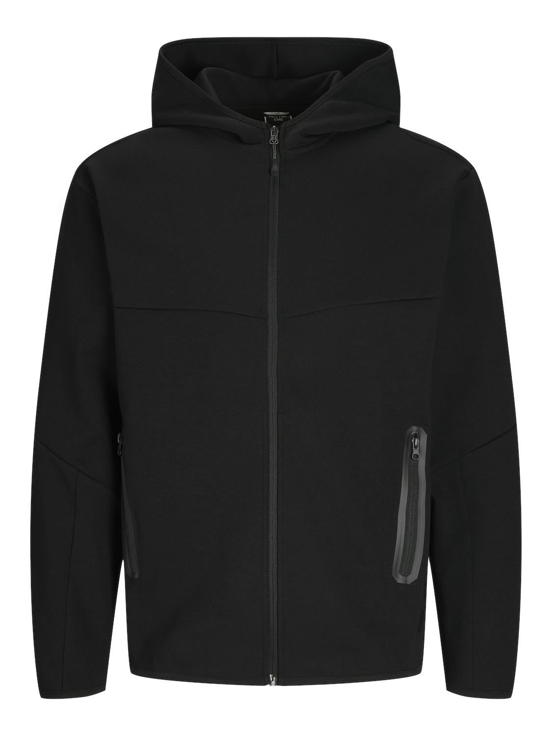 Jack & Jones Sweat Zip Hoodie Jacket For Men (JCOFUSION) in Black, L-XL