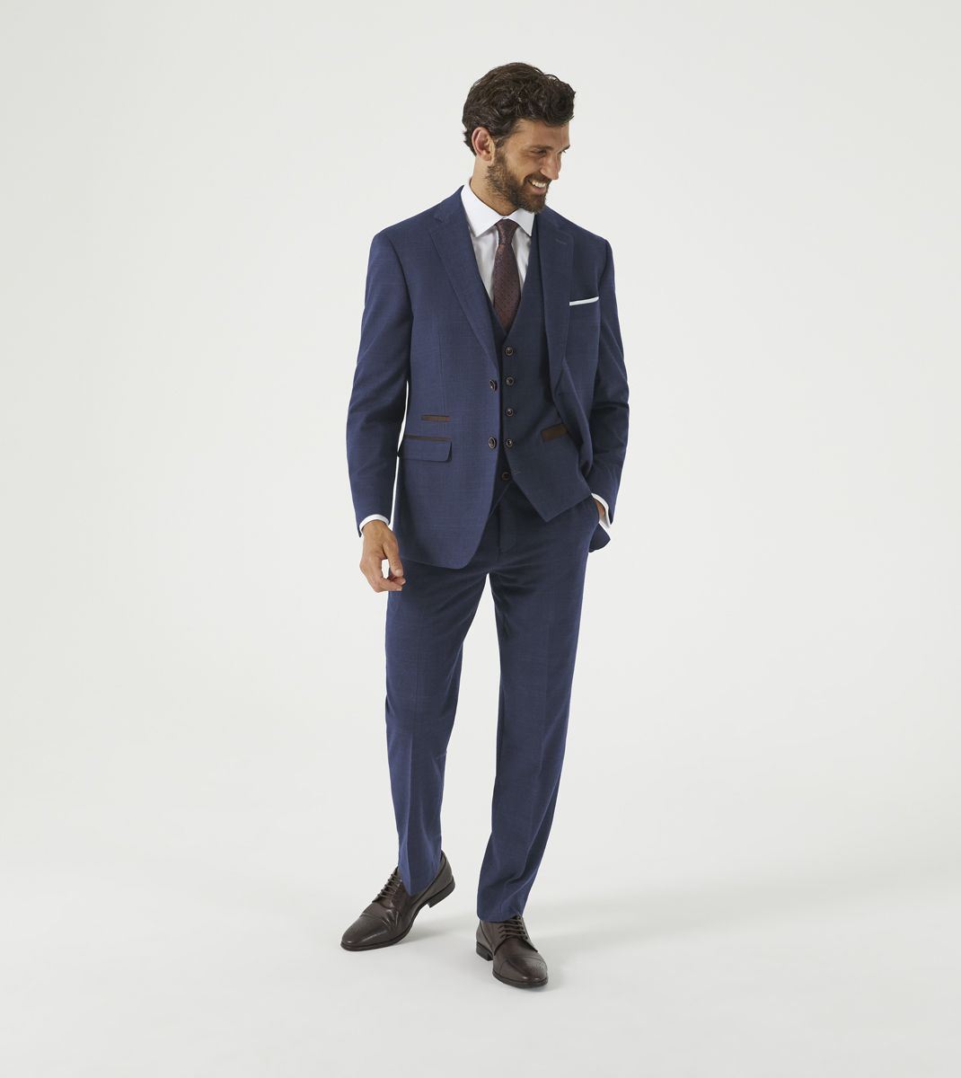 Skopes Guildford Suit Tailored Fit Jacket For Men in Navy Blue Check, 52R-62R