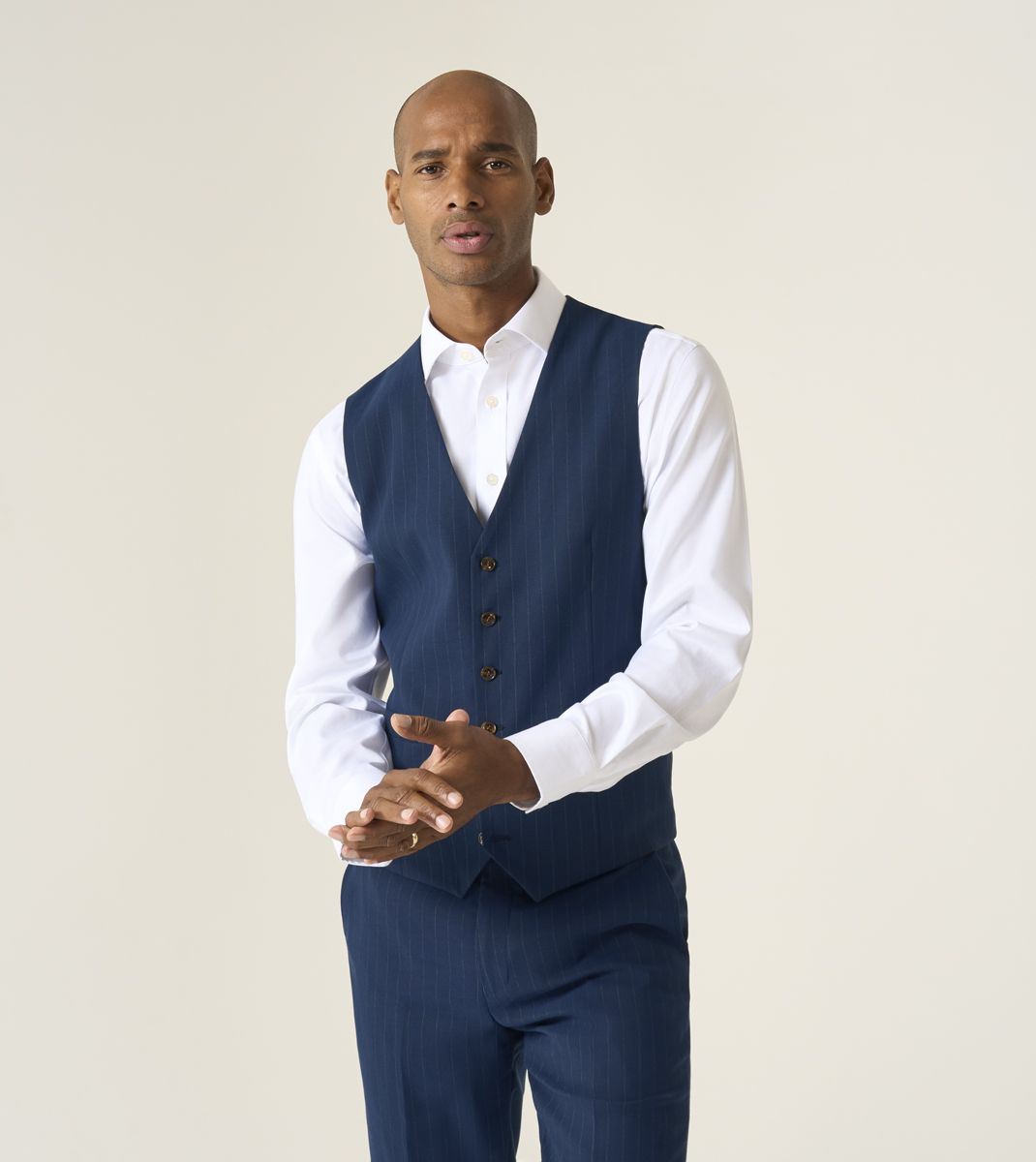 Skopes Wright Suit Waistcoat For Men in Navy Blue Pinstripe, 34R-62R