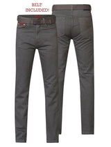 Duke London Mens Regular Beford Cord Jeans (Brian) with Belt in Brown