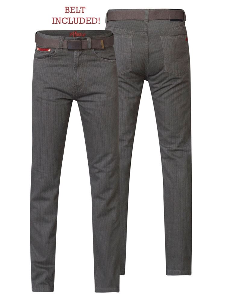 Duke London Mens Regular Beford Cord Jeans (Brian) with Belt in Brown