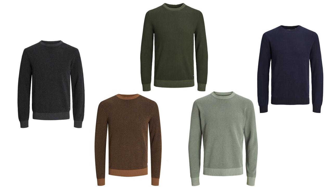 Jack & Jones Knit Crew Neck With Long Sleeves For Men (JJEGLOBE) in 6 Colours, L-XL