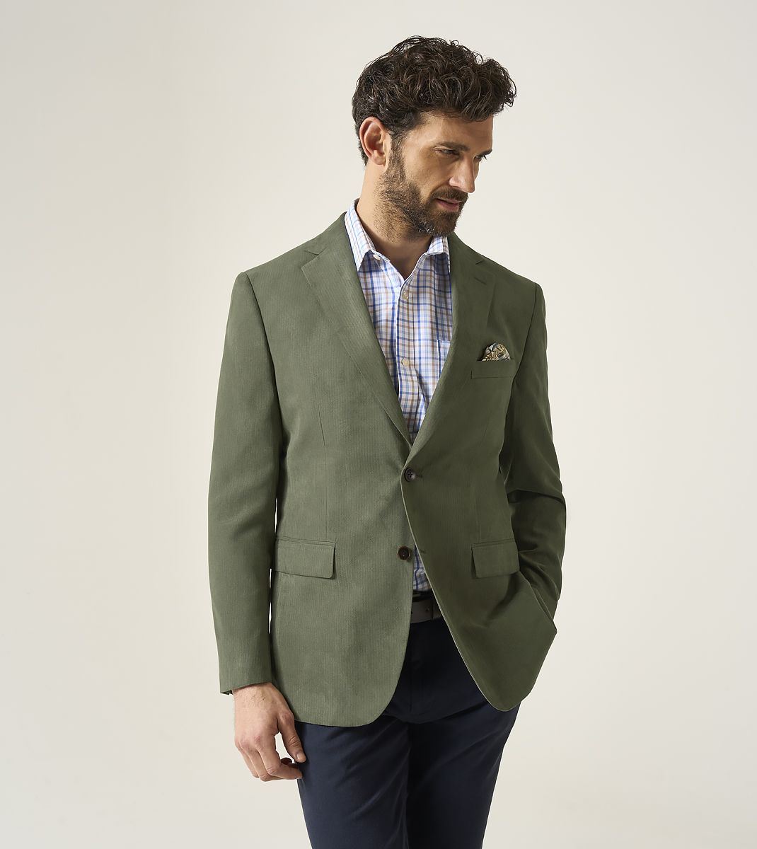 Skopes Tailored Fit Padua Jacket For Men in Herb Green Herringbone, 36S-62L