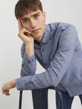 Jack & Jones Long Sleeves Shirt For Men (JJECLASSIC MELANGE) in 4 Colours, L-XL