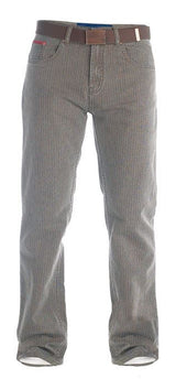 Duke London Mens Regular Beford Cord Jeans (Brian) with Belt in Brown