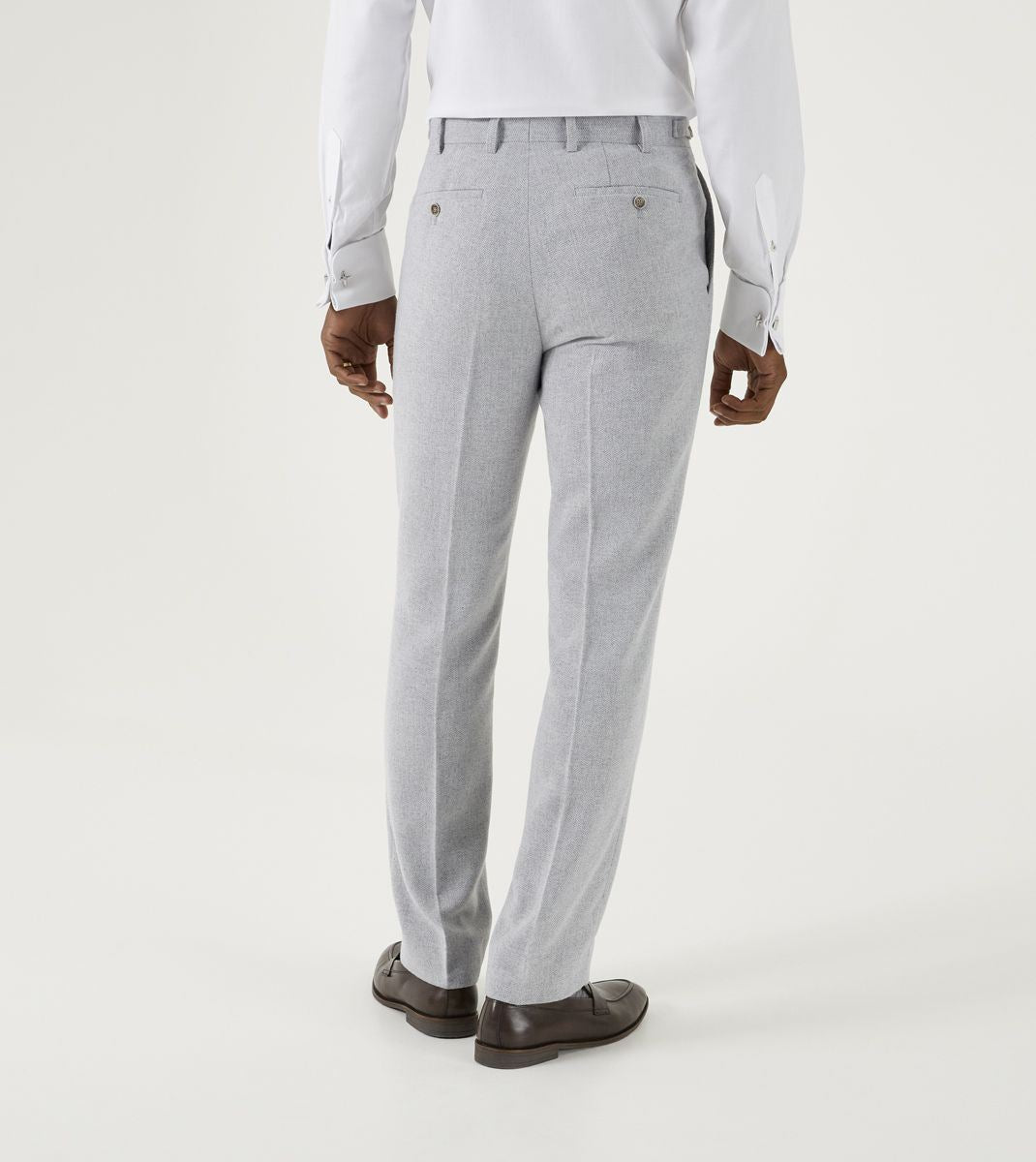 Skopes Jude Suit Trouser For Men's in Silver Herringbone, 28W to 48W