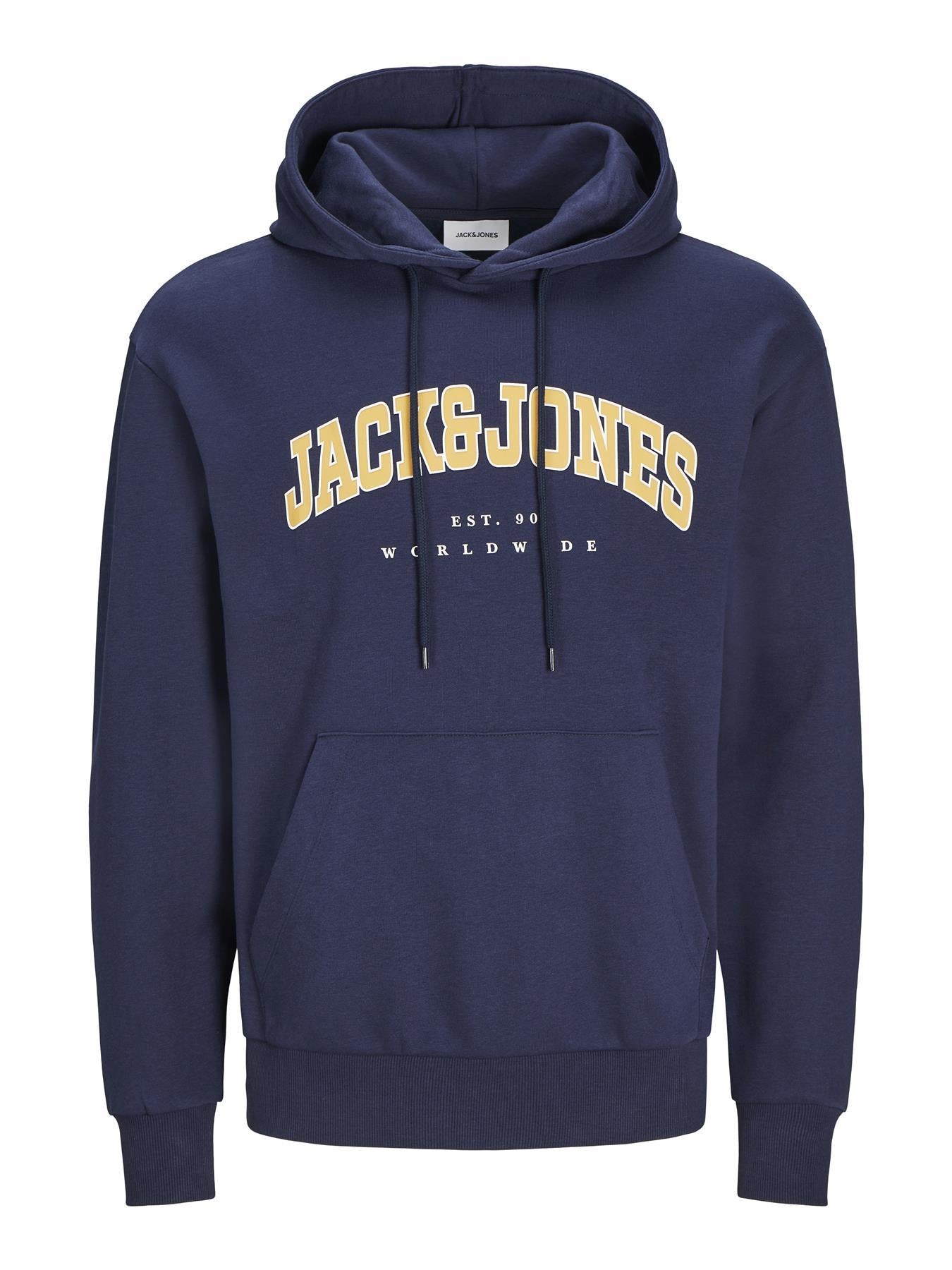 Jack & Jones Sweatshirt Hoodie For Men (JJECALEB VARSITY) in 5 Colours, L-XL