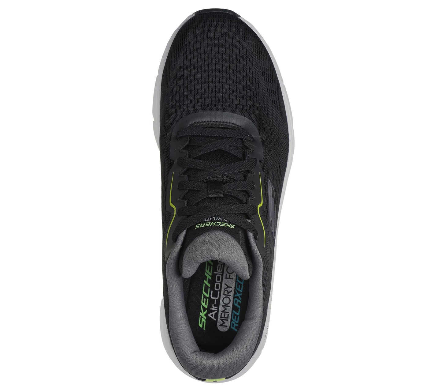Skechers Lace Up Walker Shoe For Men D'Lux Walker 2.0 Swave in Black/Lime, 5.5-14
