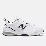 New Balance Men's EE Wide Fit Leather Sneakers (608) in White/Navy in UK 12 (US 12.5/EU 47)