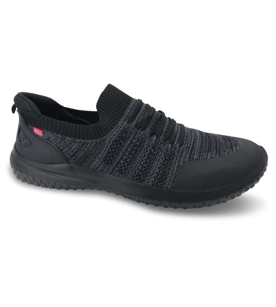 D555 AYLESBURY 1 Kingsize Hands Free Knitted Shoes Faux Laces in Black, 12-15