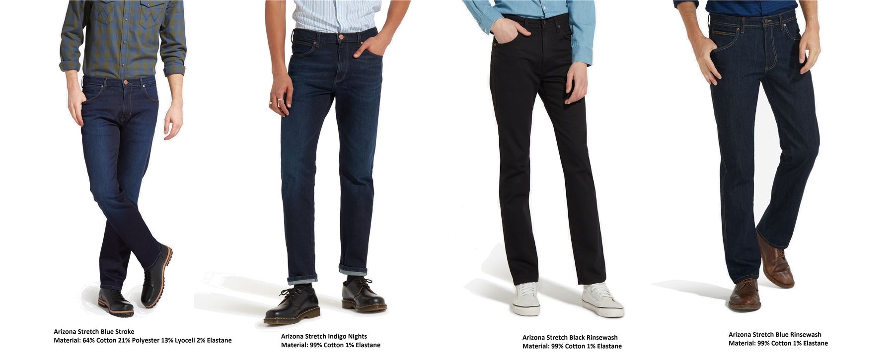 Wrangler Men's Arizona Stretch Straight Leg Trousers/Jeans Waist 34 - 48, Multiple Styles
