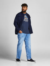 Jack & Jones Plus Size Men's Short Sleeve Crew Neck Tee in Navy Blazer Size 1XL-6XL