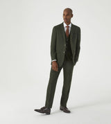 Skopes Jude Suit Tailored Fit Trousers For Men in Olive Green Tweed Herringbone, 30W to 58W