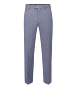 Skopes Men's Tailored Fit Suit Trouser Jude Herringbone in Blue Waist 32 to 56