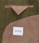 Skopes Mens Plus Size Wool Blend Herringbone Green Check Overcoat In Size Small To 5Xl