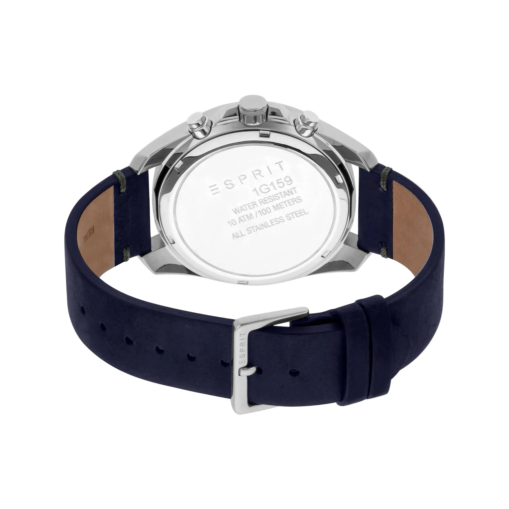 Esprit Men's Blue Leather Watch, Silver Dial | Es1g200m0025
