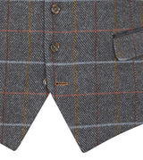 Skopes Men's Doyle Wool Blend Check Waist Coat in Grey 34 to 62 Regular