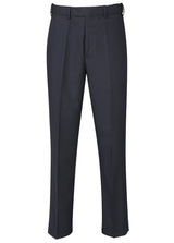 SKOPES Mens Wool Blend Flat Front Trousers in Navy